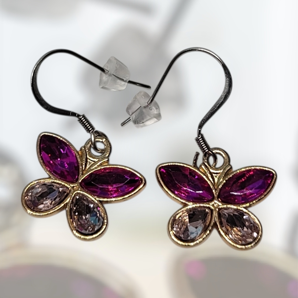 Gold-Tone Butterfly Drop Earrings